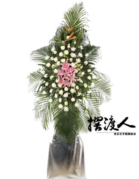 鮮花大單層花架（白玫）