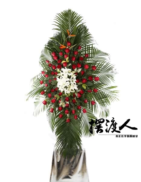 鮮花大單層花架（紅玫）